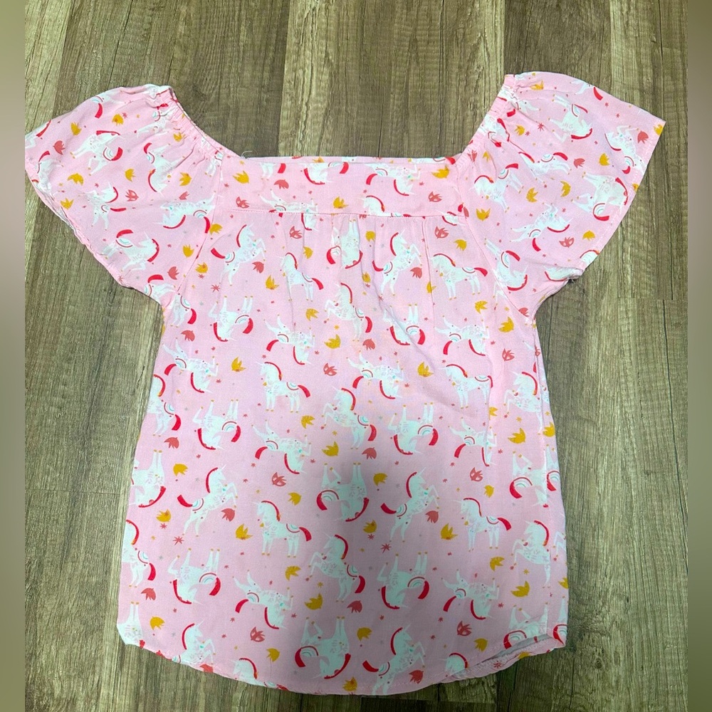 Charming Pink Kids Blouse with‎ Unicorn Print
